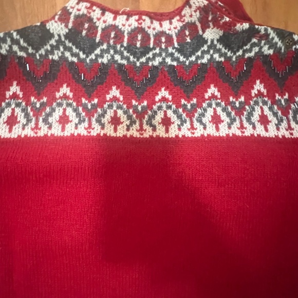 Coldwater Creek Ugly Christmas Sweater Women NWT XL Red and White Cozy Bead - Picture 3 of 10
